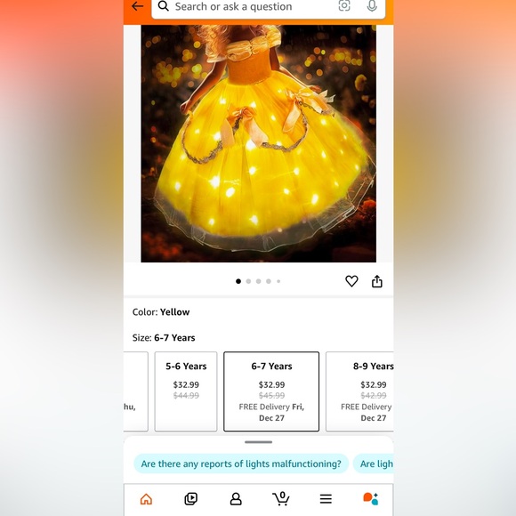 UPORPOR Girls Fairy Tale LED Princess Dress Size 7-8 - Picture 6 of 6